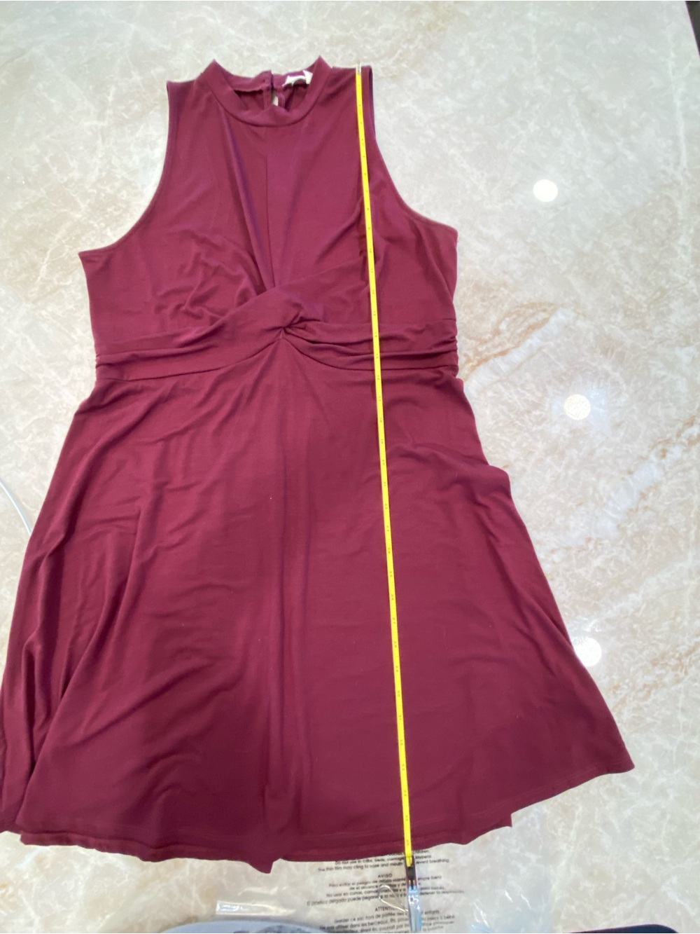 Rewind Sleeveless Twist-Front Mini Dress in Burgundy